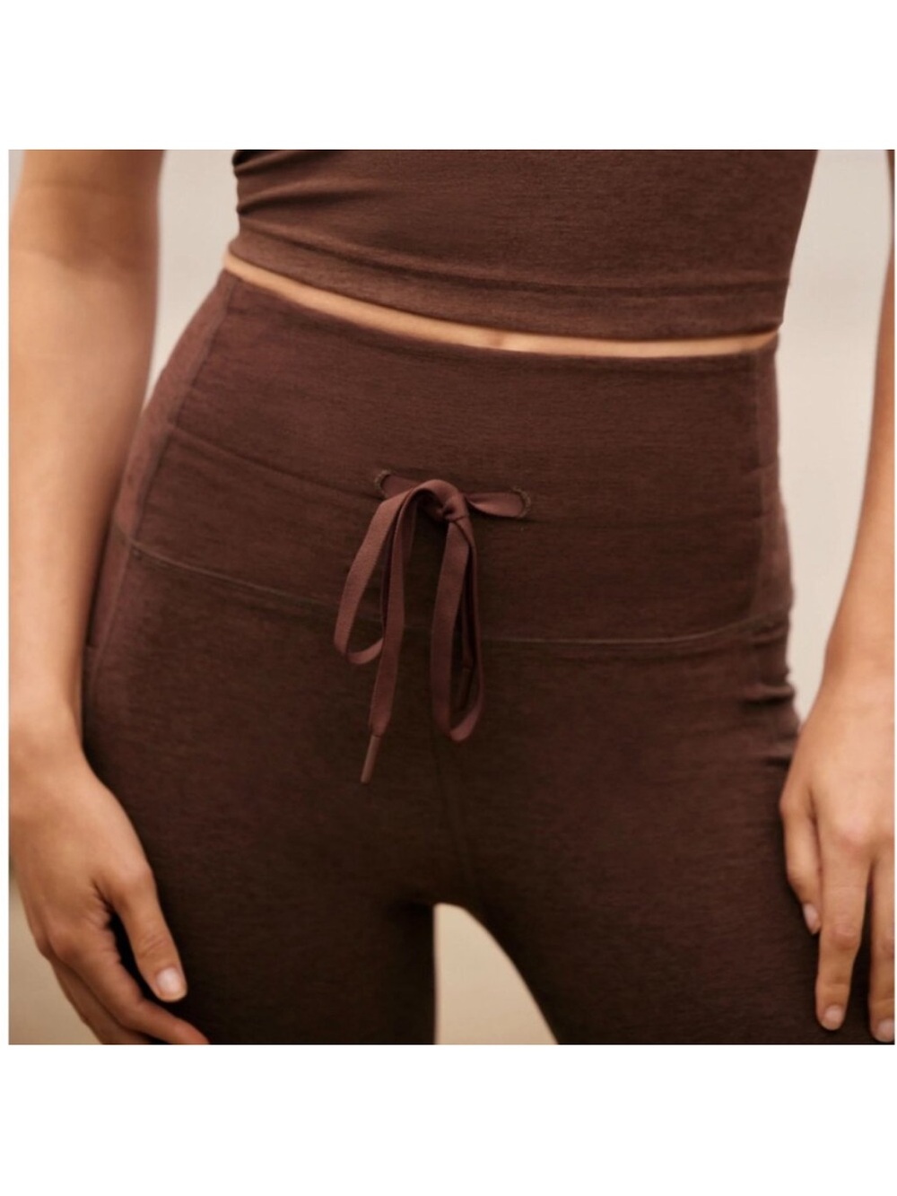 Beyond Yoga High-Rise Brown Drawstring Leggings